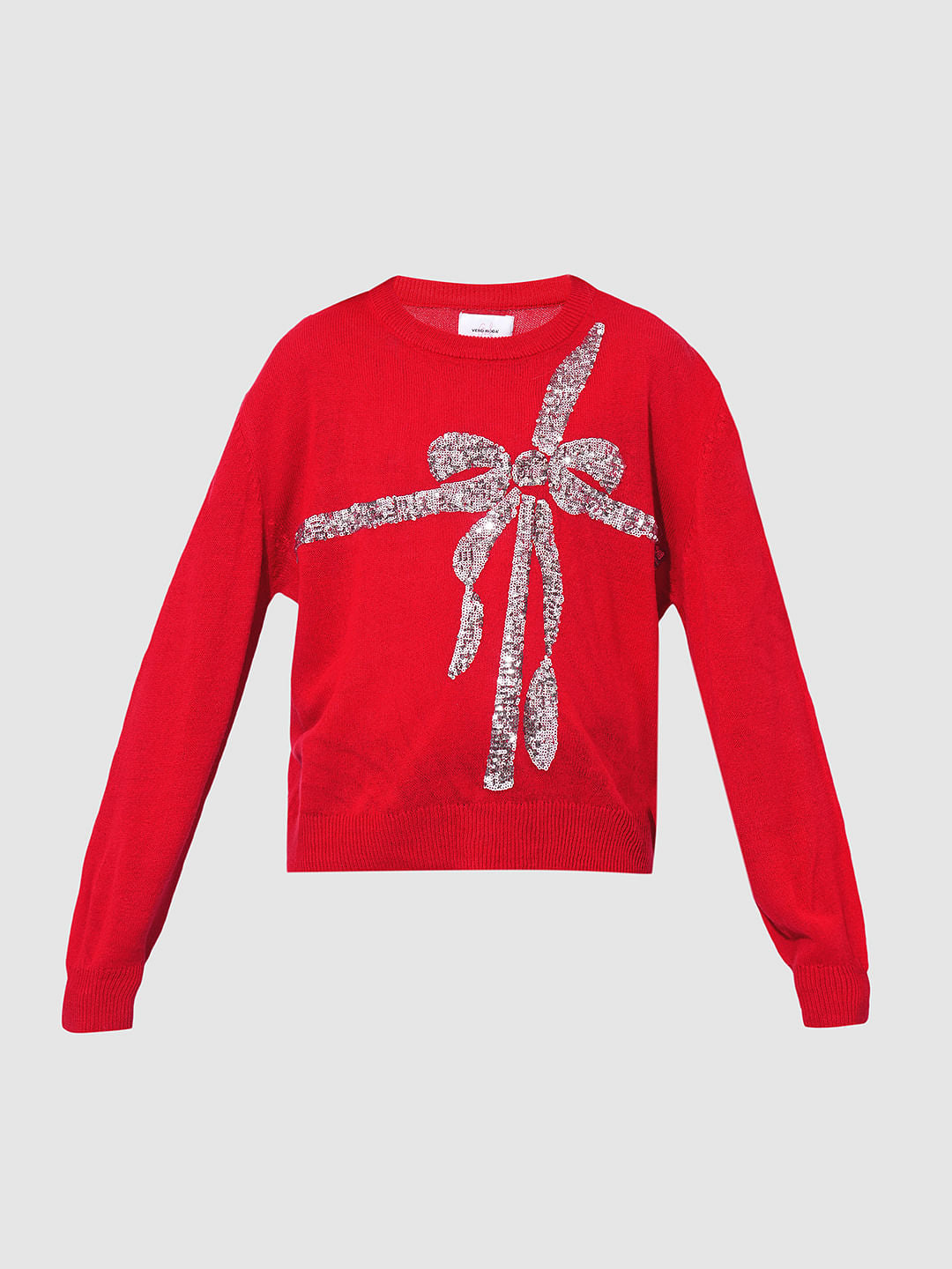 Girls Red Shimmer Knit Top