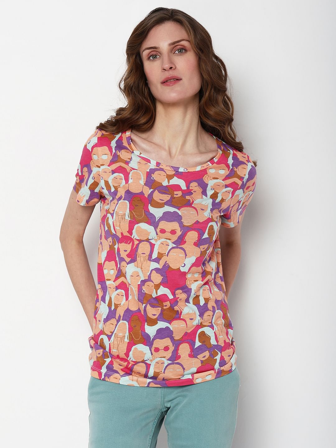 Pink Face Print T-Shirt