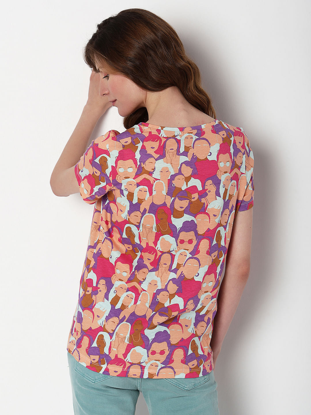 Pink Face Print T-Shirt