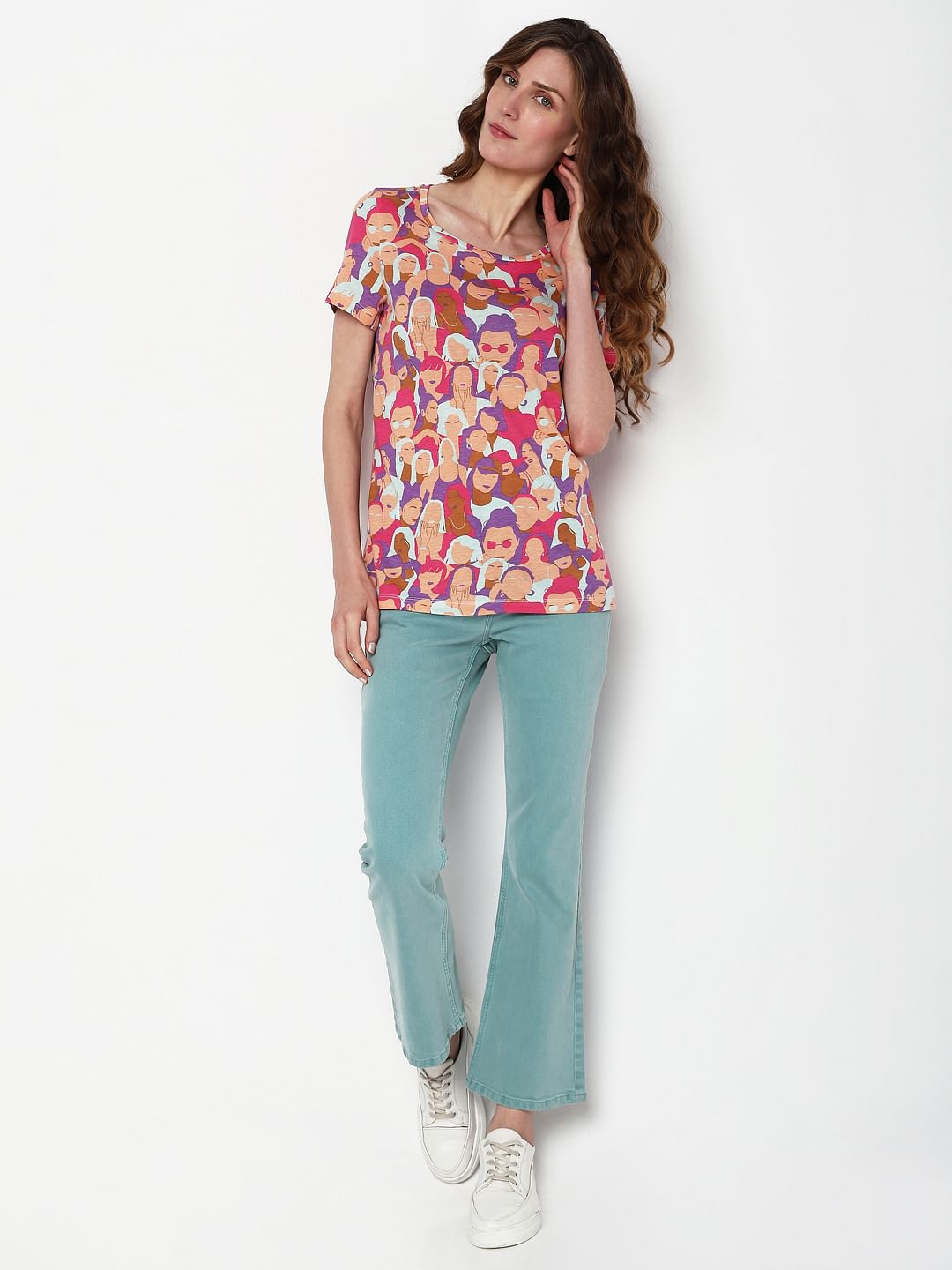 Pink Face Print T-Shirt