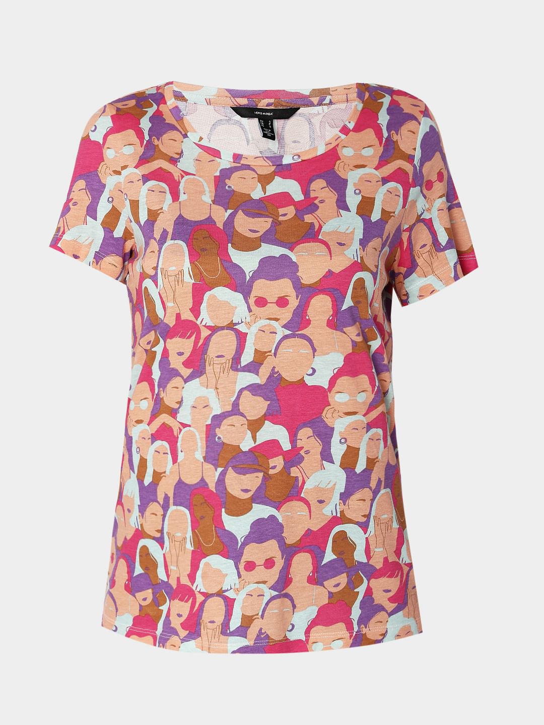 Pink Face Print T-Shirt