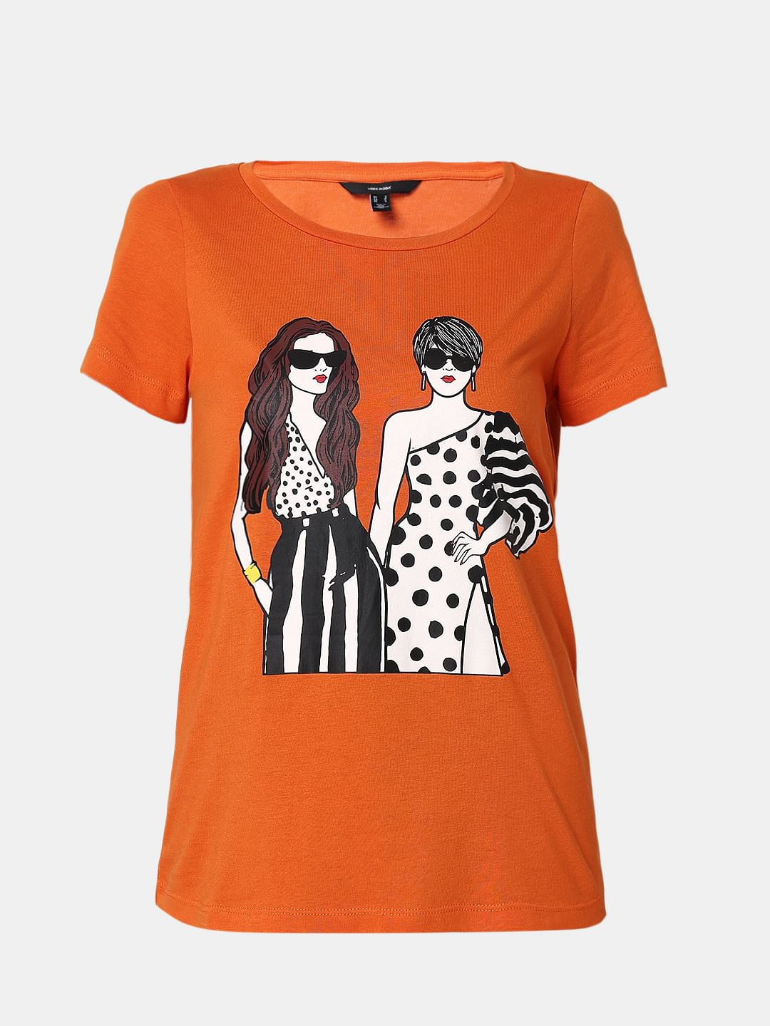 Orange Graphic Print T-Shirt