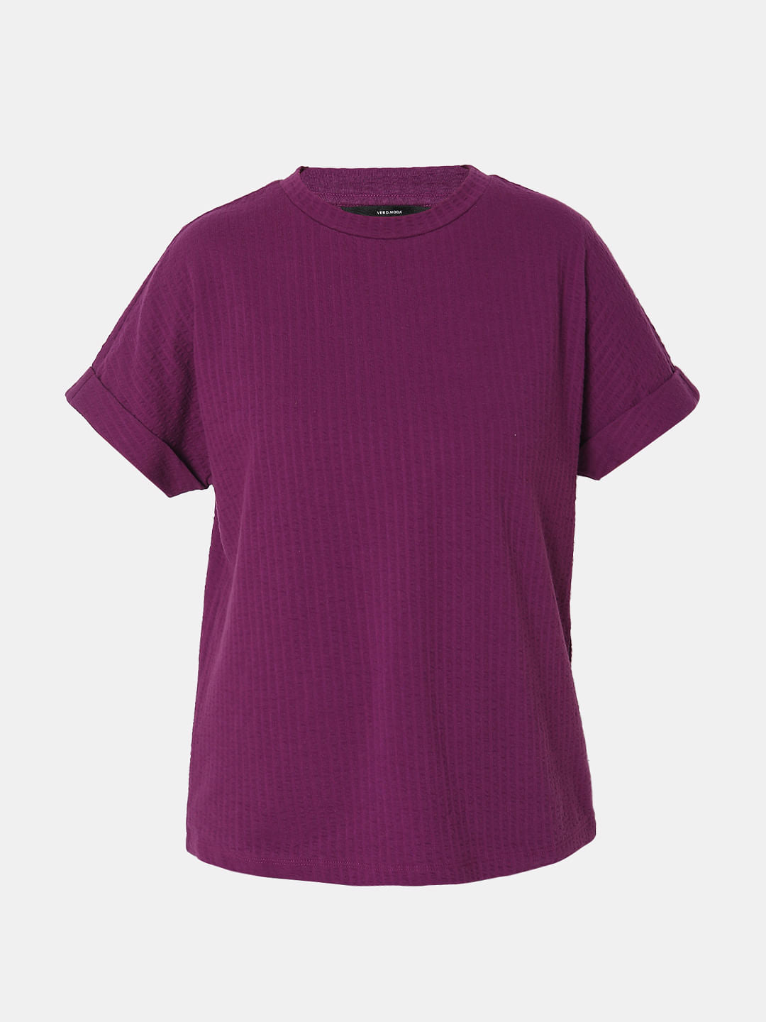 Purple Textured Striped T-Shirt