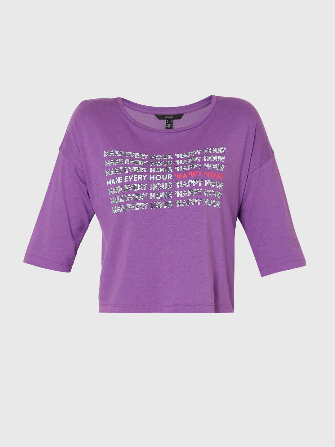 Purple Slogan Print Print T-Shirt