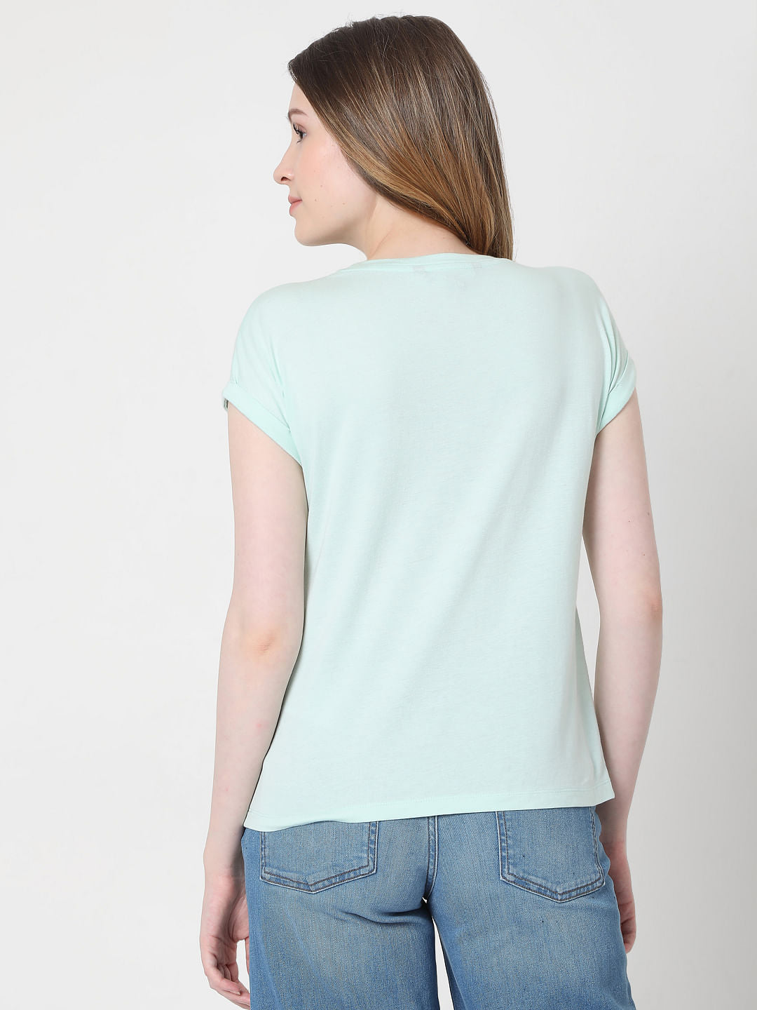 Blue Text Print T-Shirt