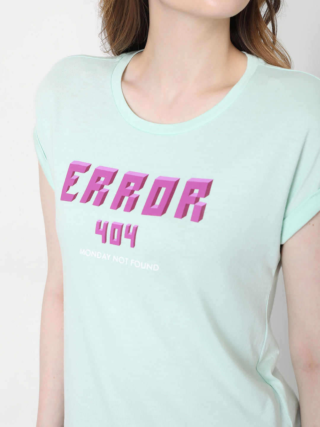 Blue Text Print T-Shirt