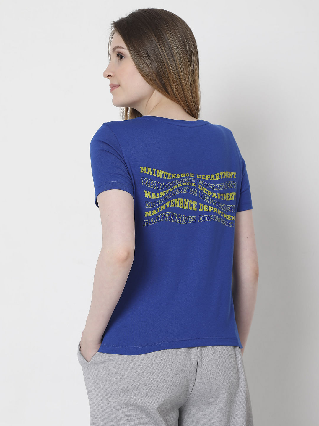 Blue Slogan Print T-Shirt