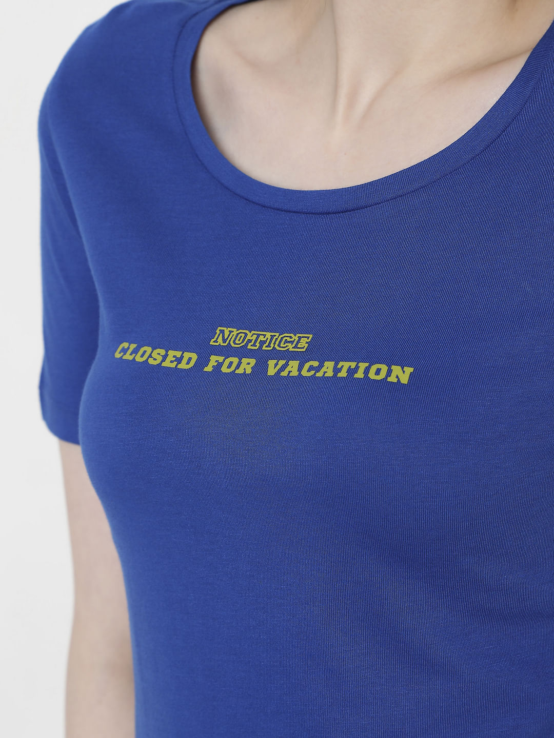 Blue Slogan Print T-Shirt