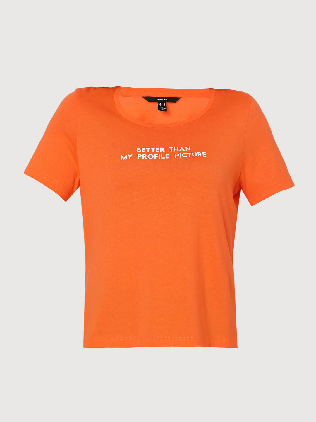 Orange Slogan Print T-Shirt