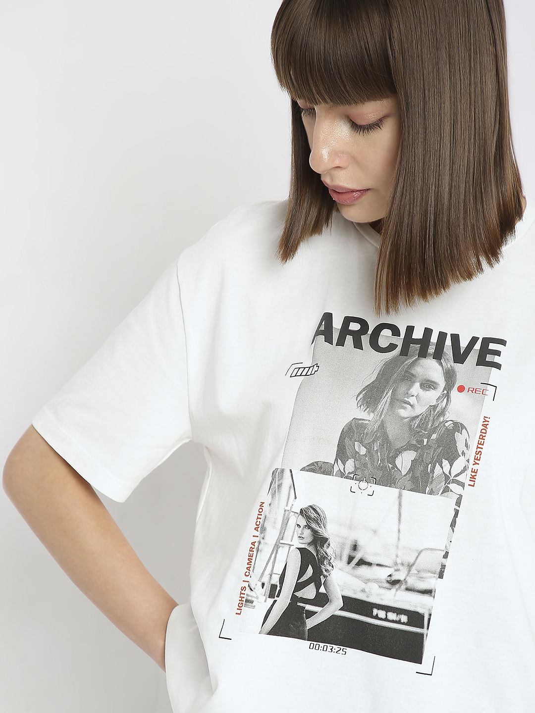 White Graphic Print T-Shirt