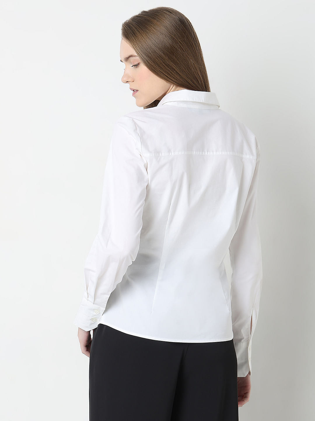 White Fitted Full Sleeves Shirt