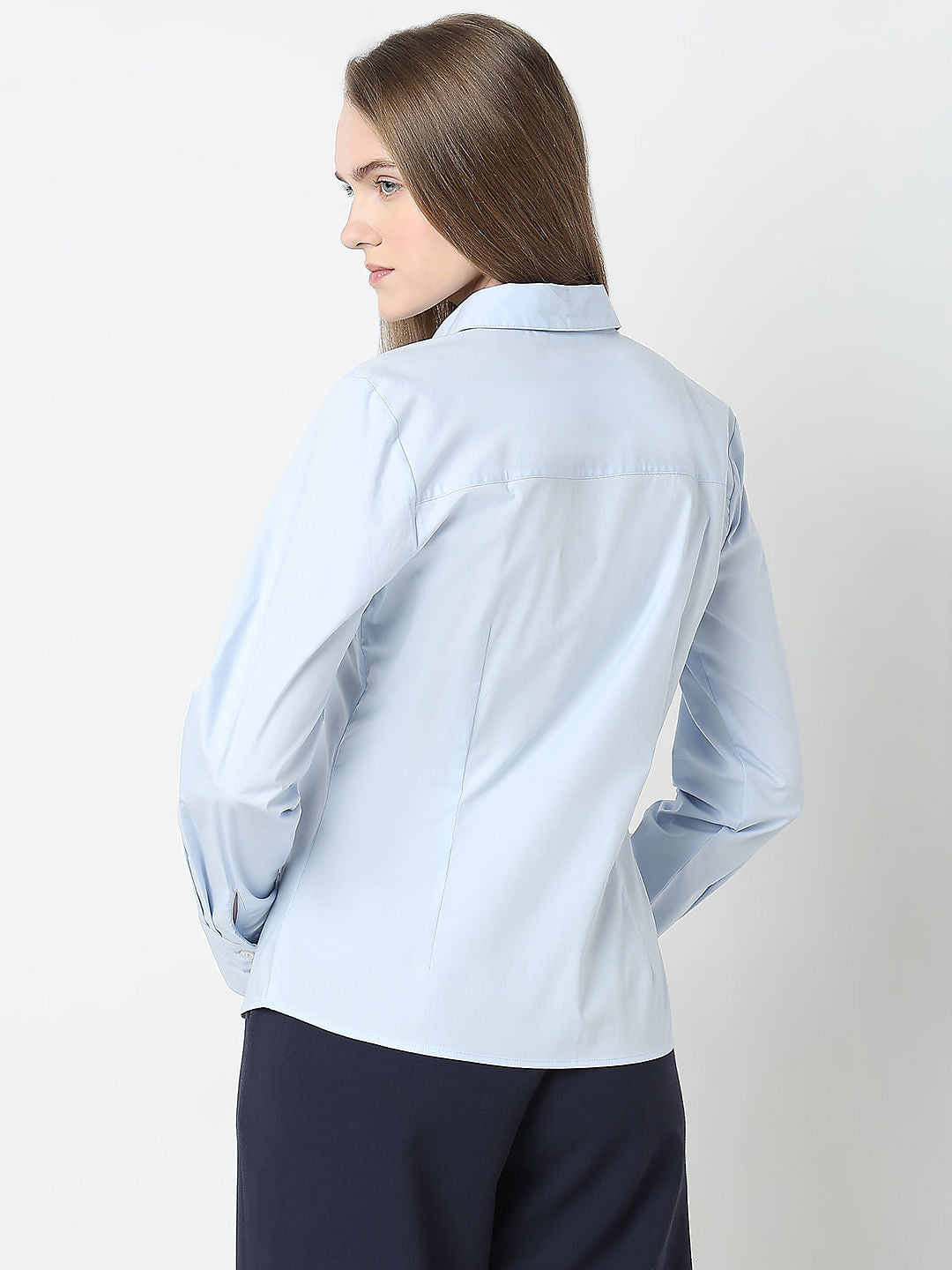 Light Blue Fitted Full Sleeves Shirt
