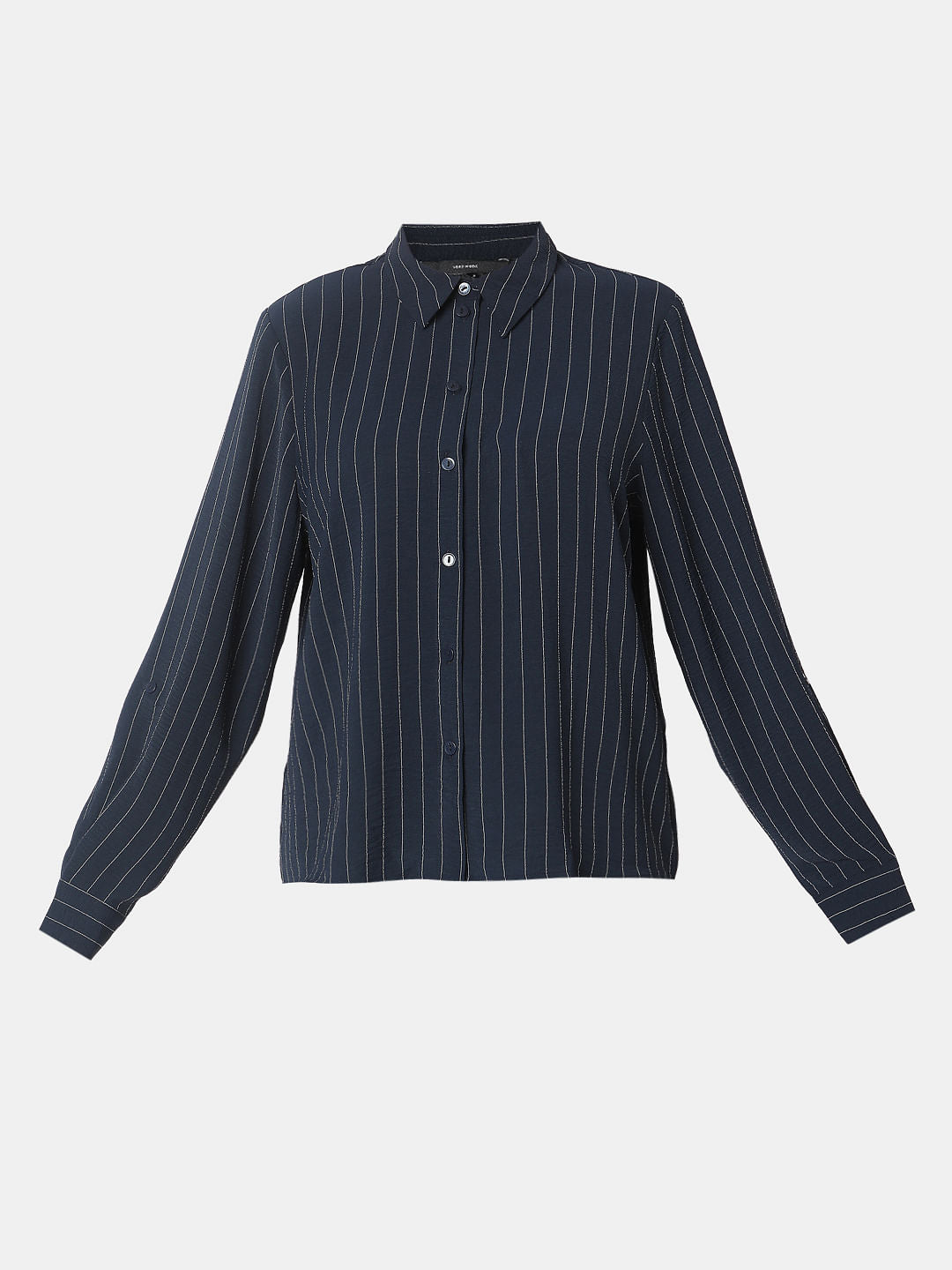 Navy Blue Striped Shirt
