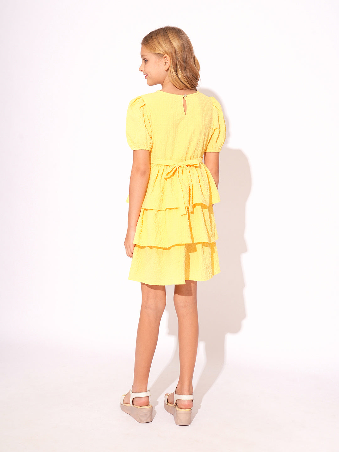 GIRLS Yellow Tiered Dress