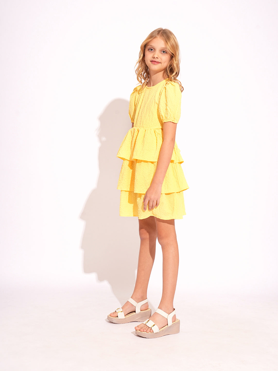 GIRLS Yellow Tiered Dress