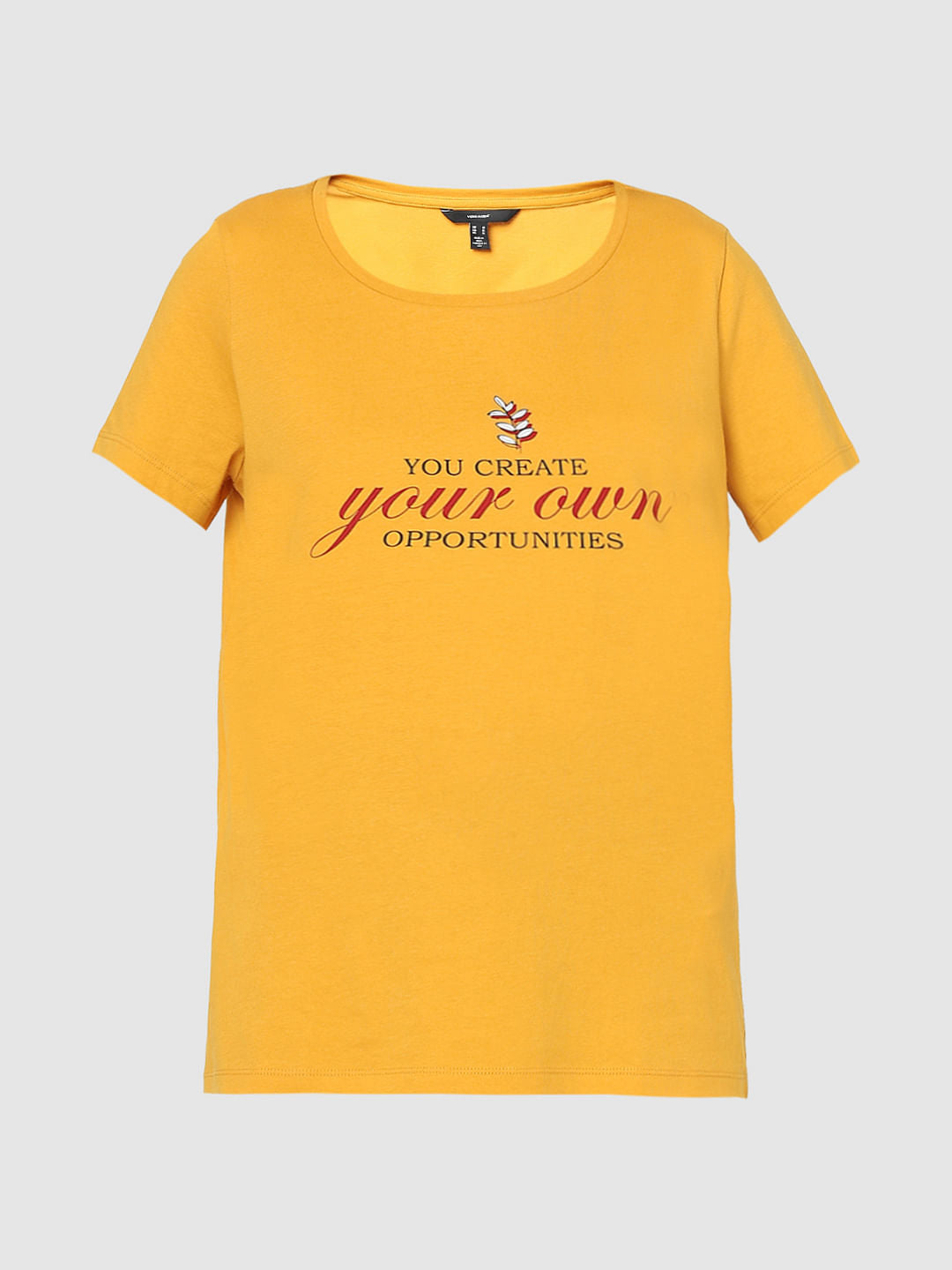 Yellow Text Print T-Shirt