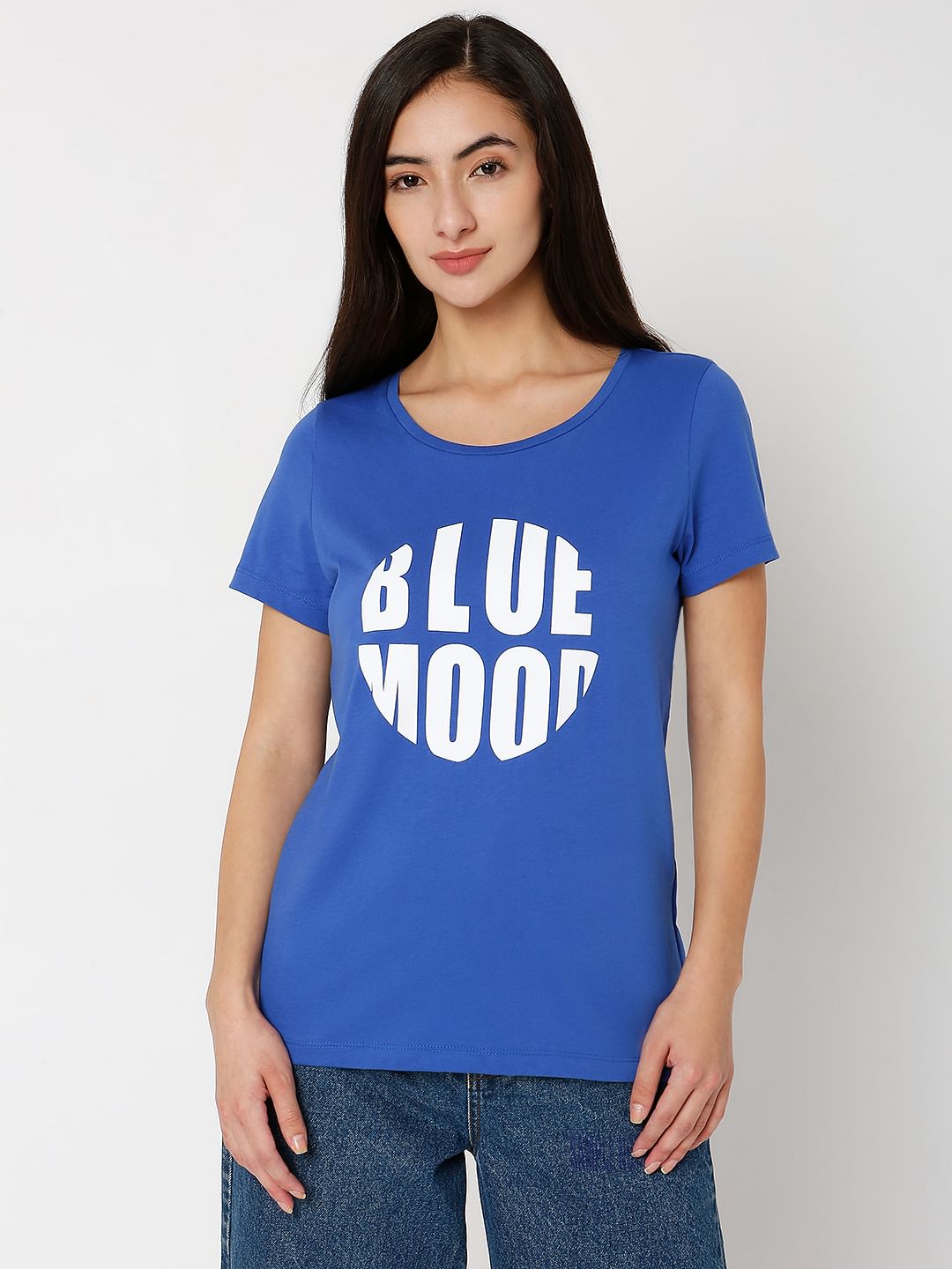 Blue Typographic Print T-Shirt
