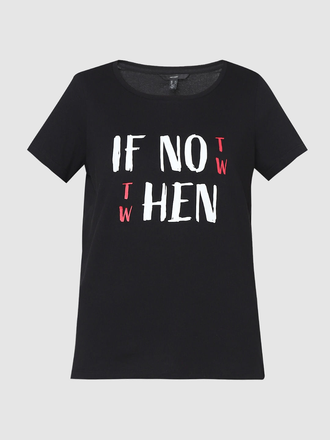 Black Slogan Print T-Shirt