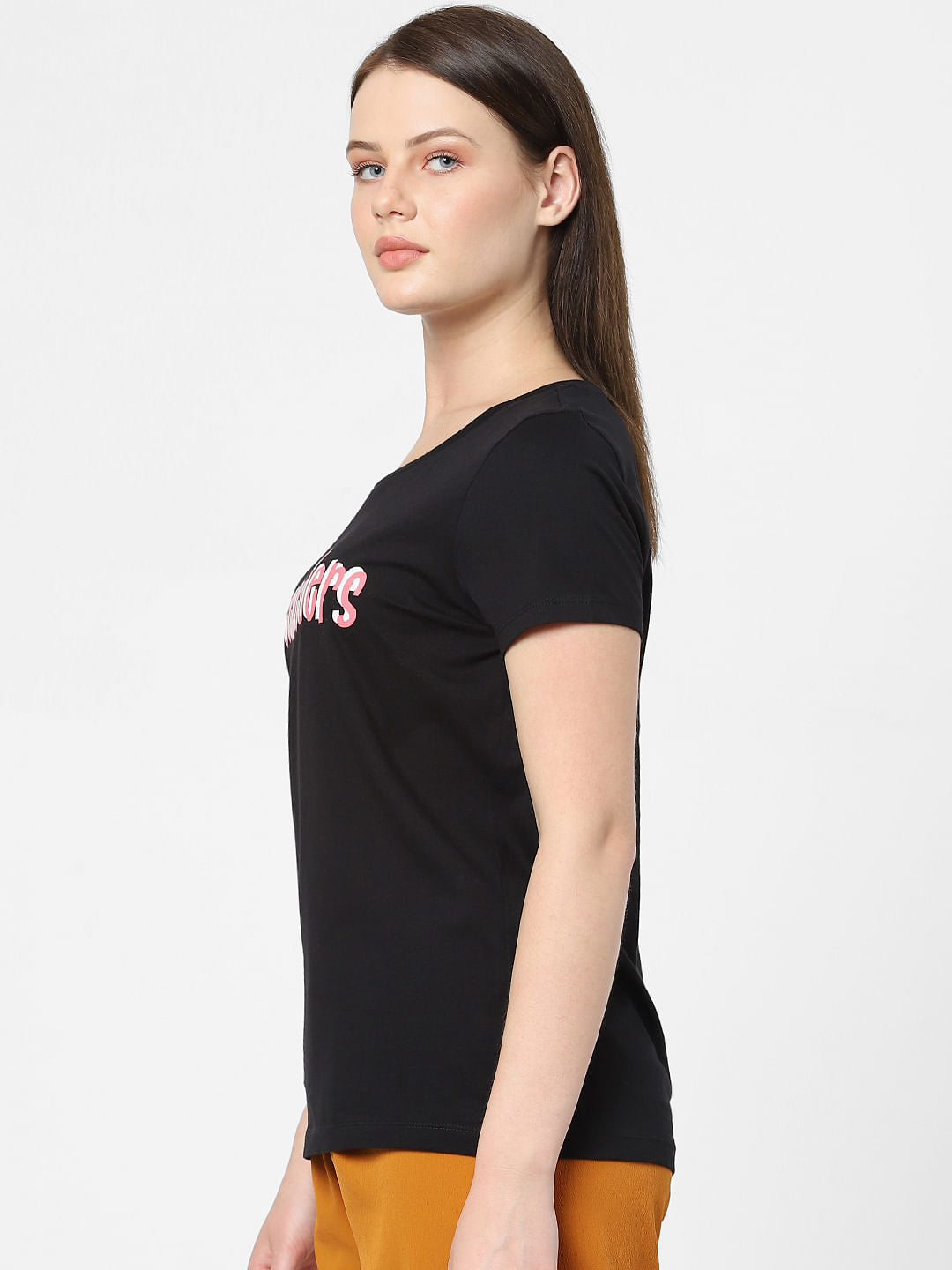 Black Typographic Print T-Shirt