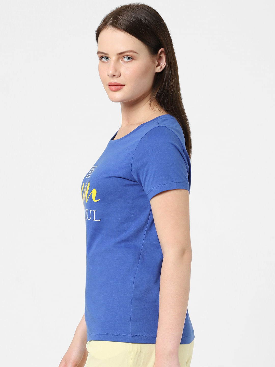 Blue Typographic Print T-Shirt
