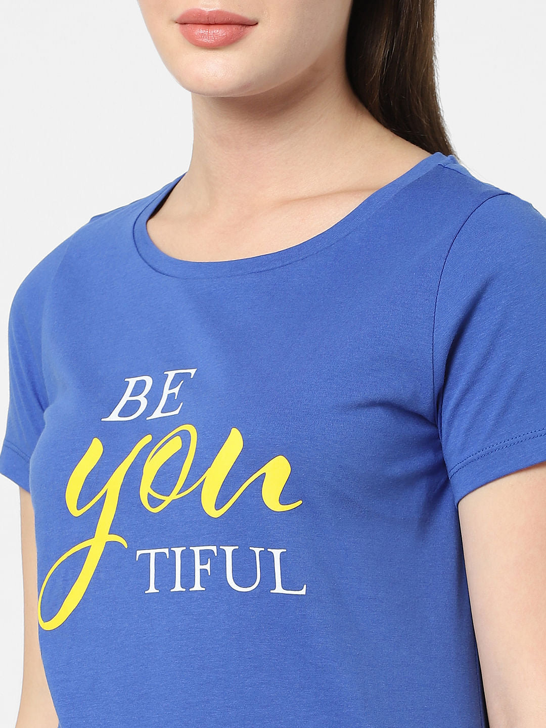 Blue Typographic Print T-Shirt