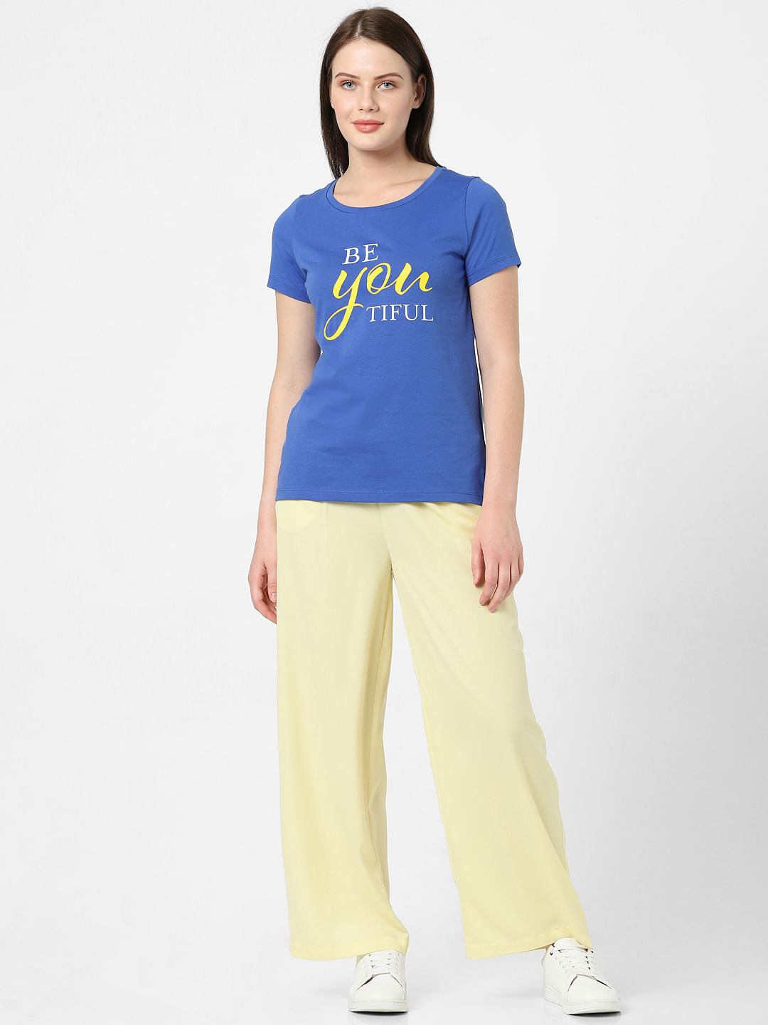 Blue Typographic Print T-Shirt