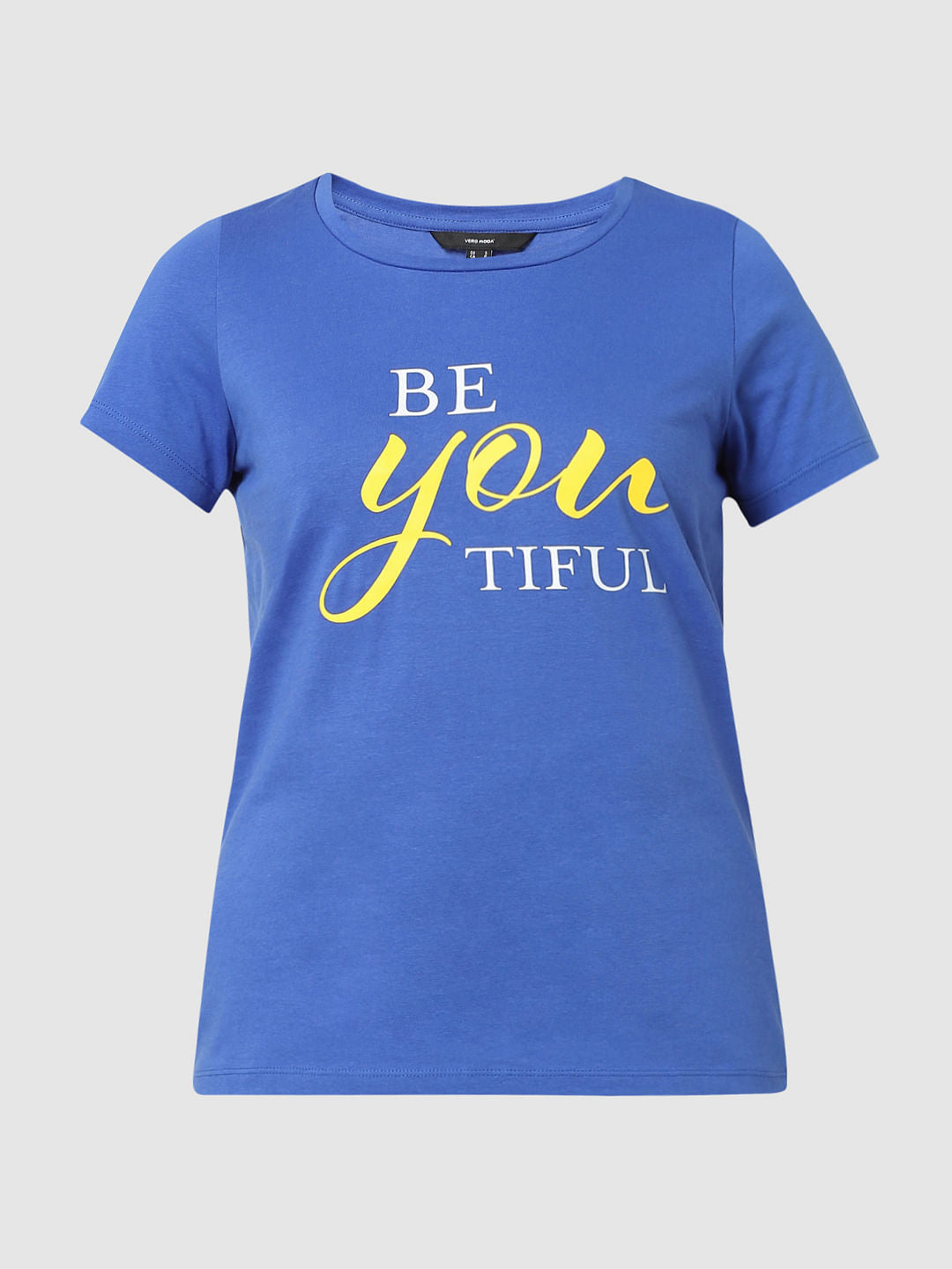 Blue Typographic Print T-Shirt