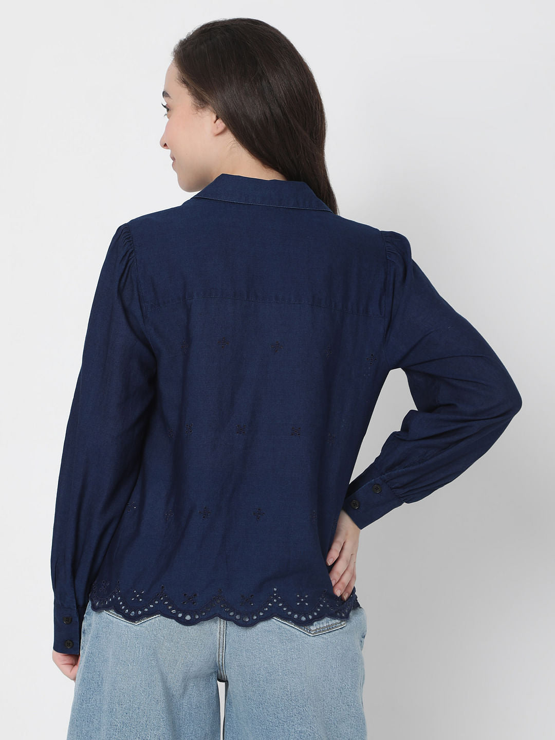 Blue Schiffli Shirt
