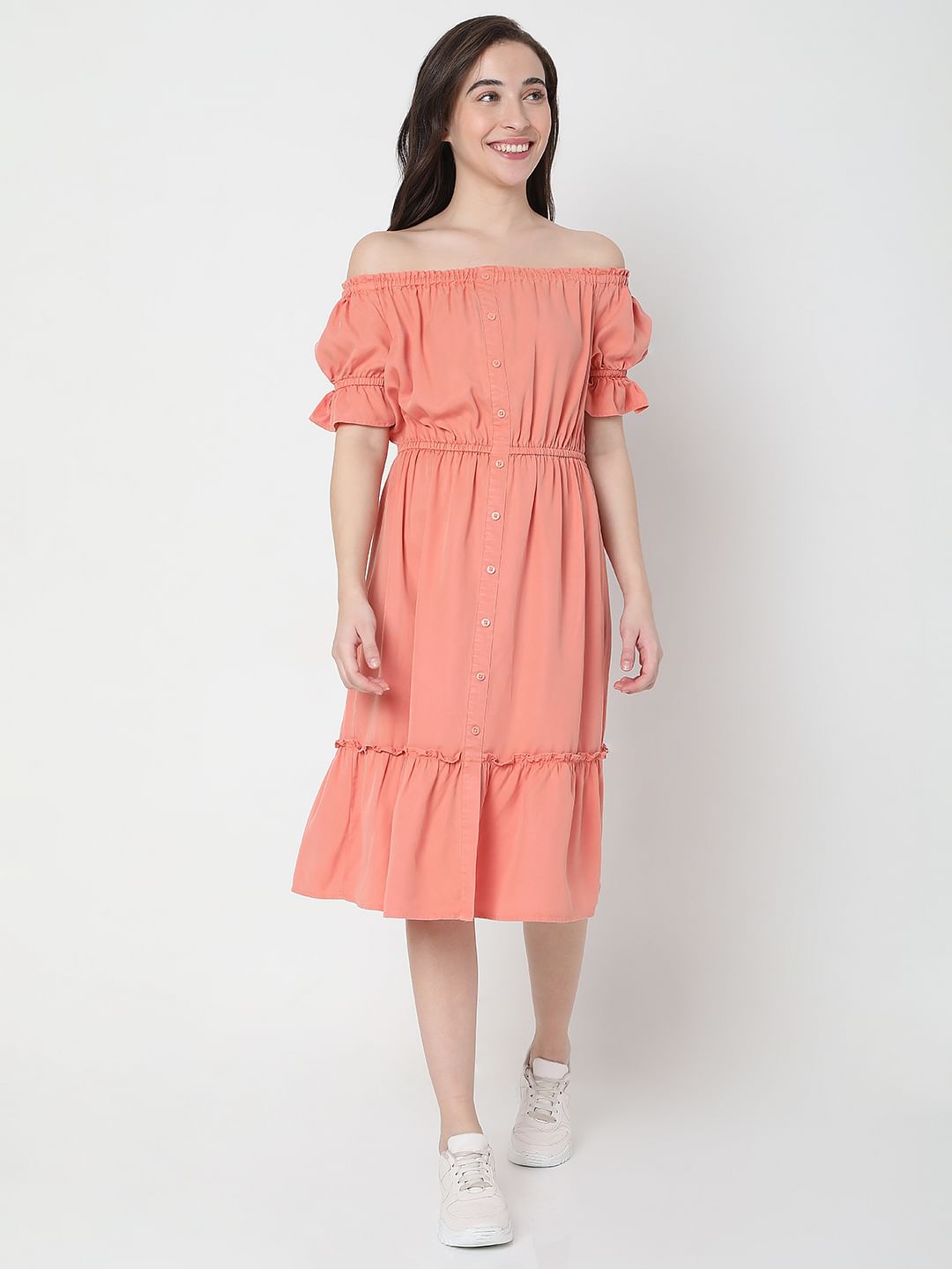 Peace Overdyed Off-Shoulder Dress