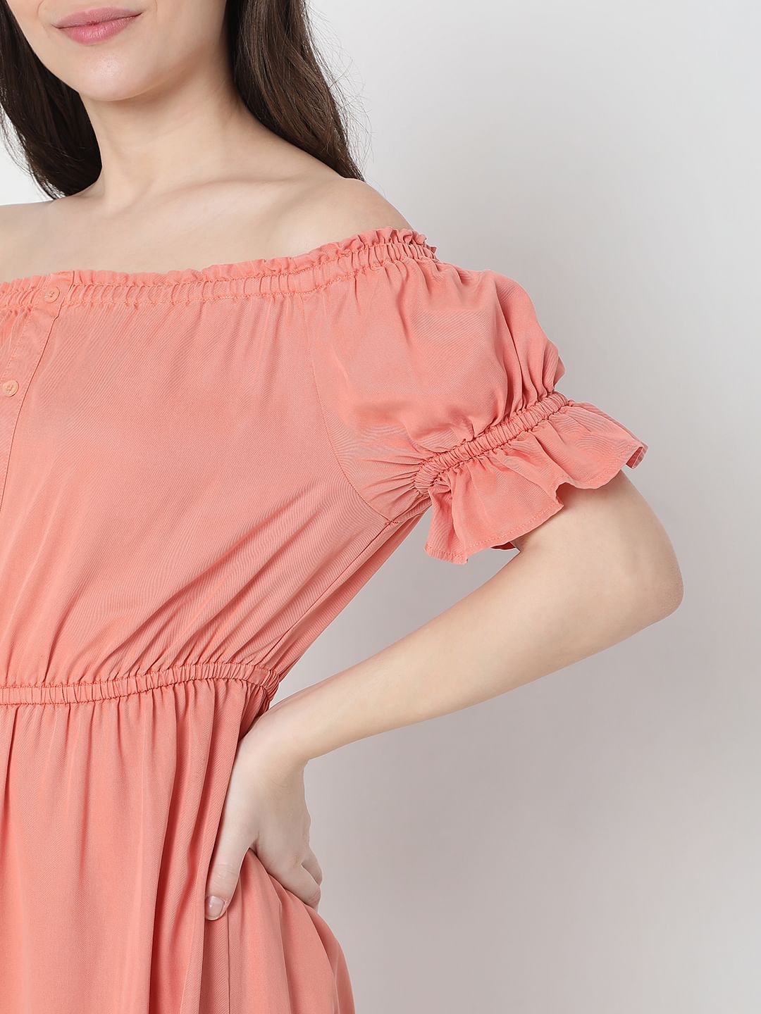 Peace Overdyed Off-Shoulder Dress