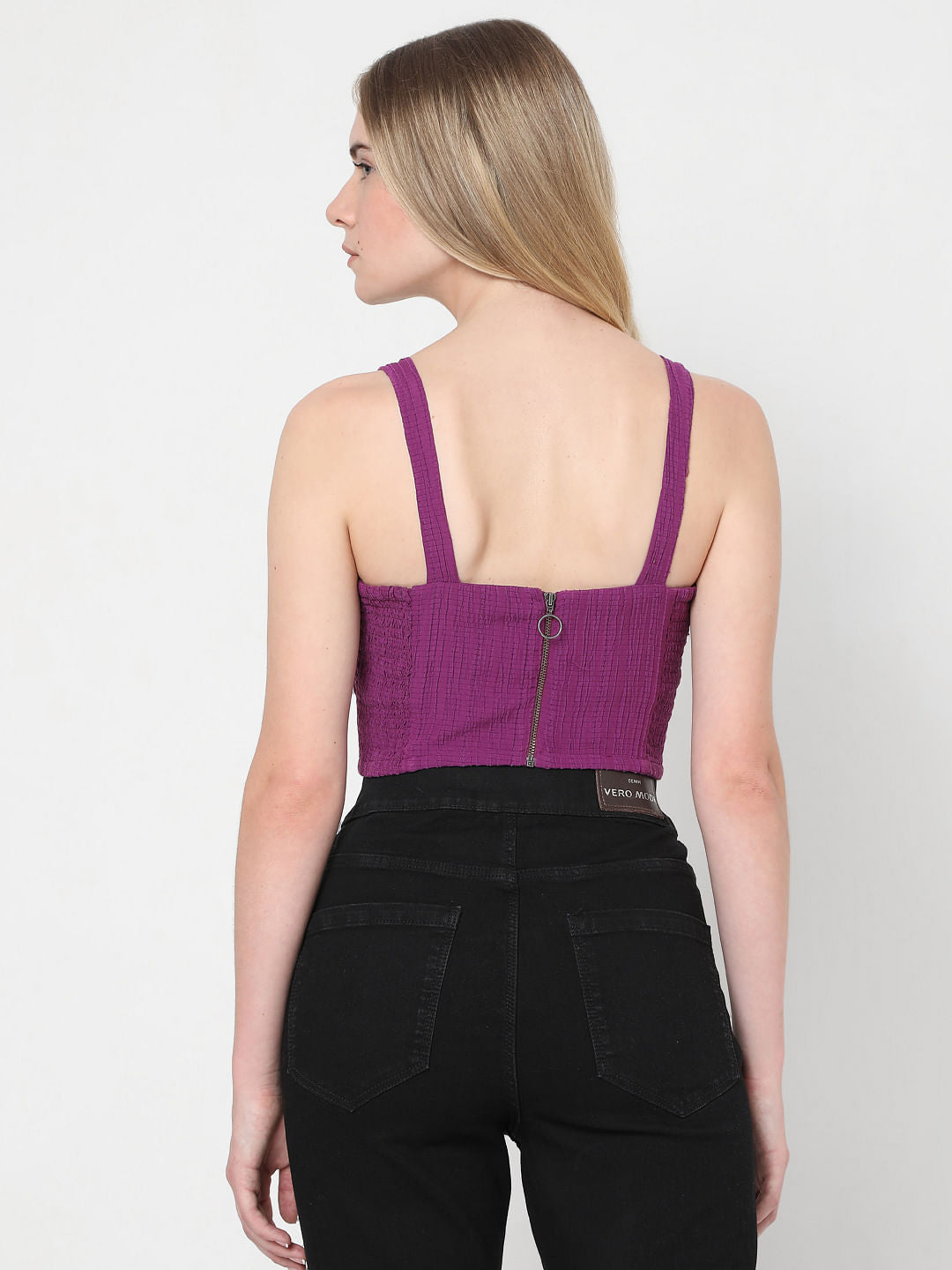 Purple Textured Crop Top
