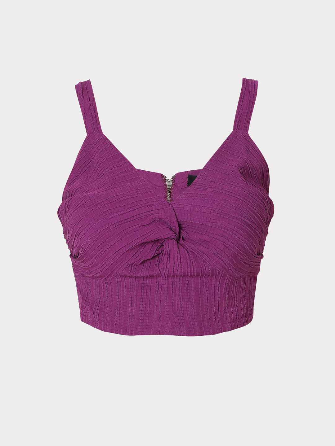 Purple Textured Crop Top