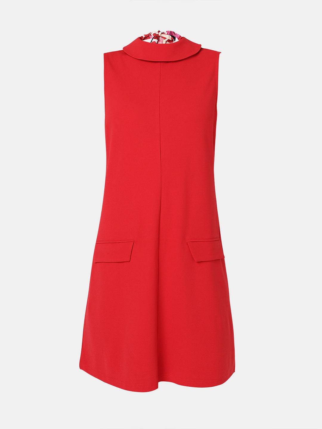 Red High Neck Shift Dress