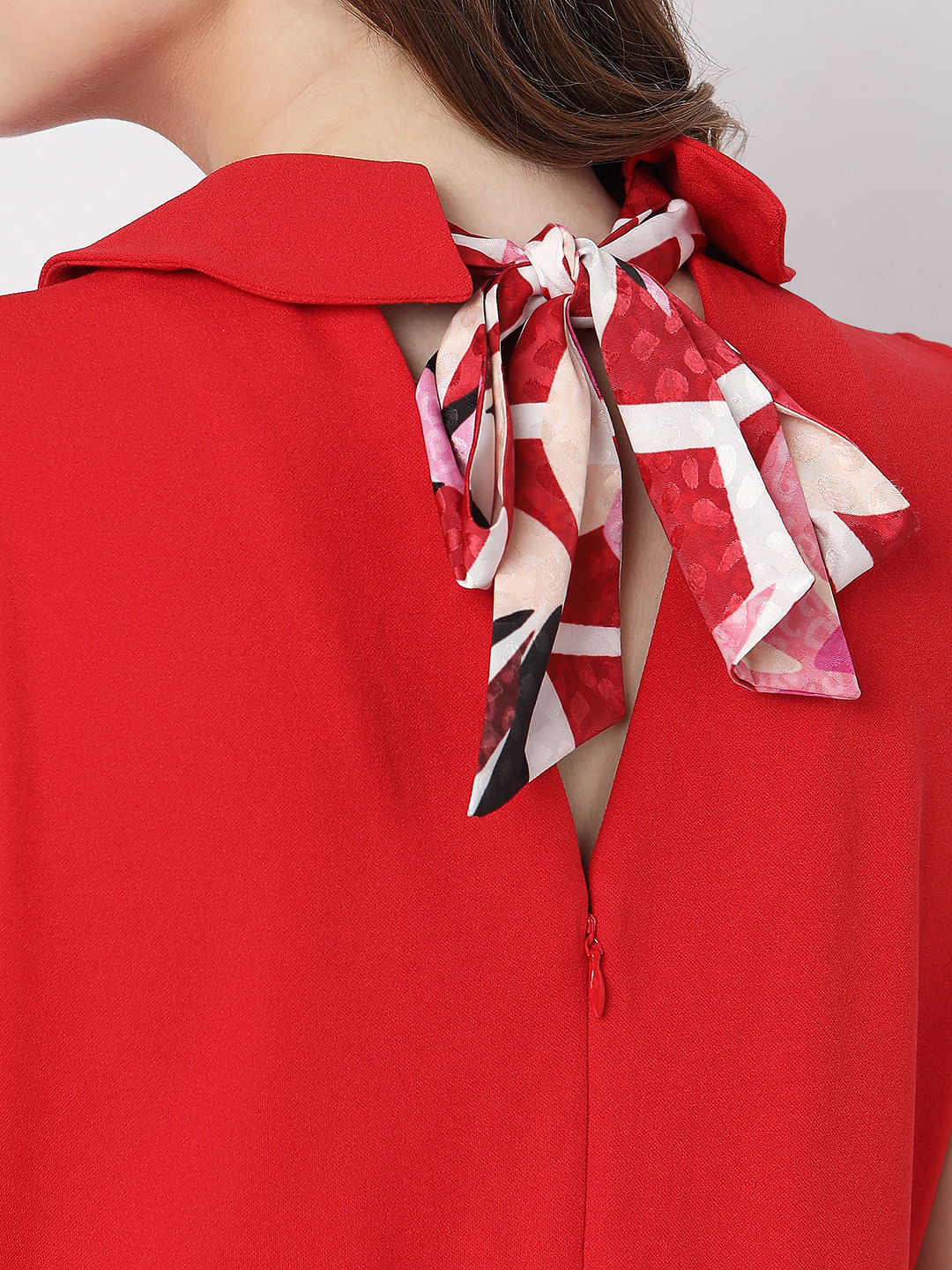 Red High Neck Shift Dress