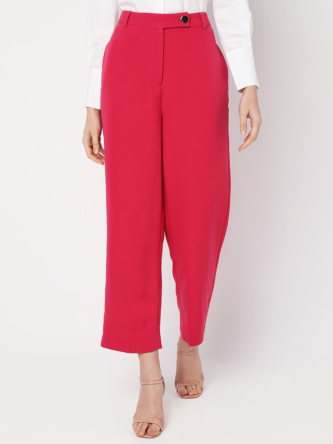 Pink High Rise Straight Fit Co-Ord Set Pants