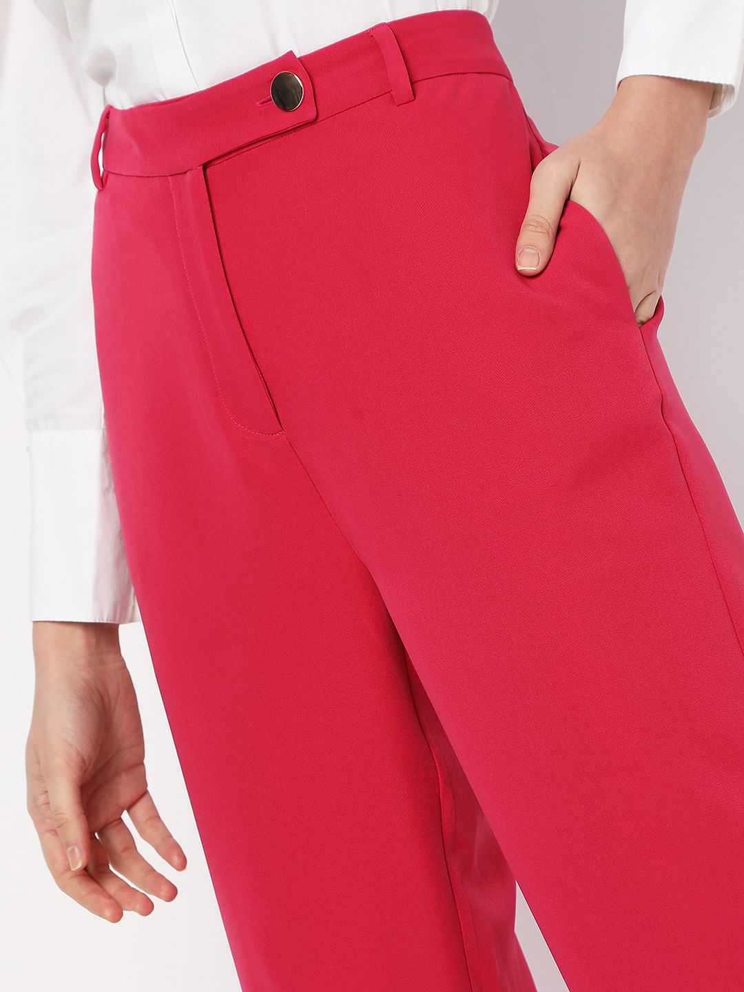 Pink High Rise Straight Fit Co-Ord Set Pants
