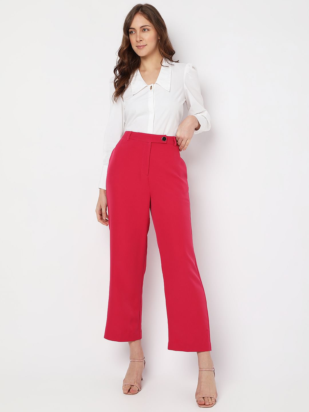 Pink High Rise Straight Fit Co-Ord Set Pants