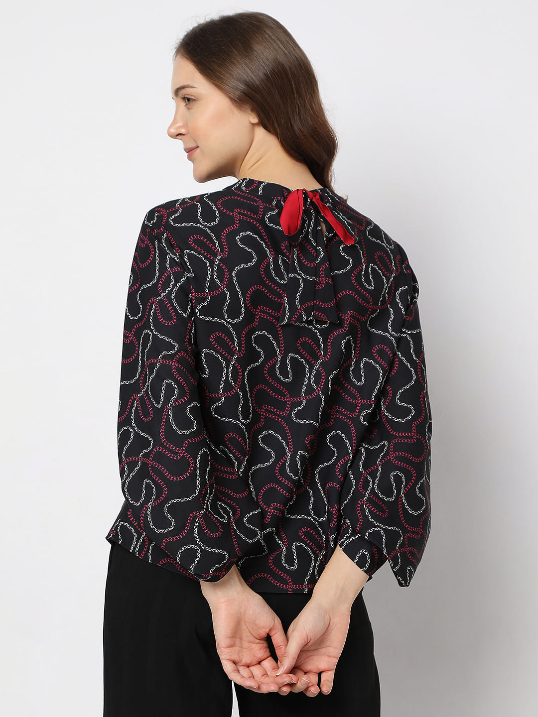 Black Chain Print Top