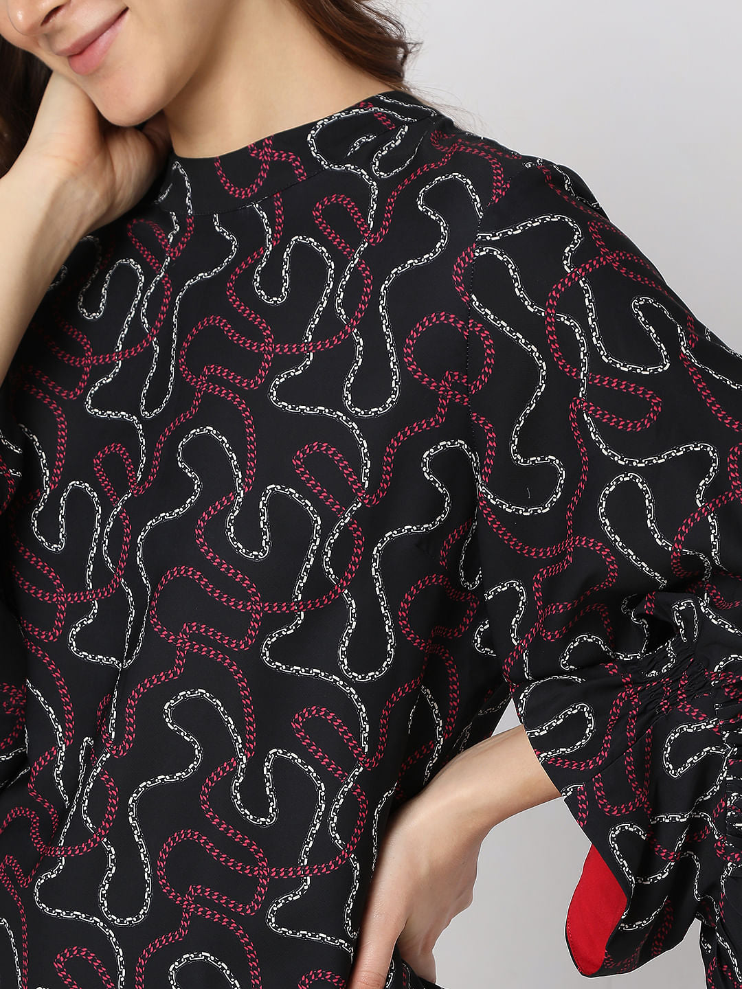 Black Chain Print Top