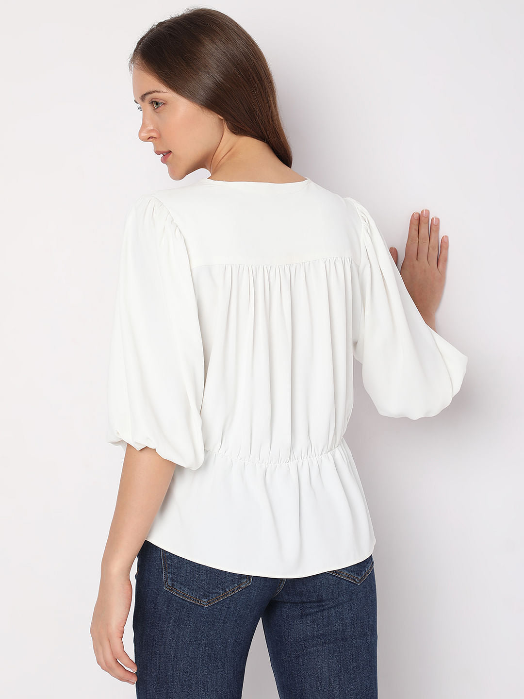 White Puff Sleeves Top
