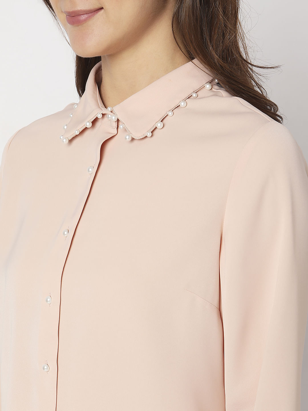 Peach Pearl Detail Shirt