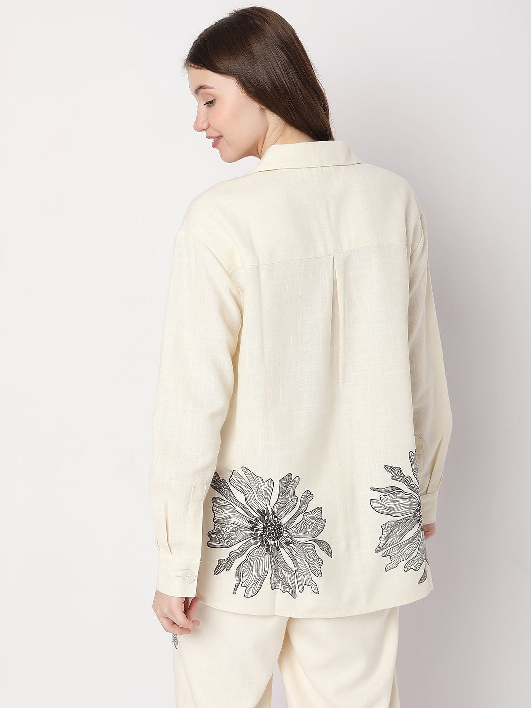 Beige Floral Co-Ord Shirt