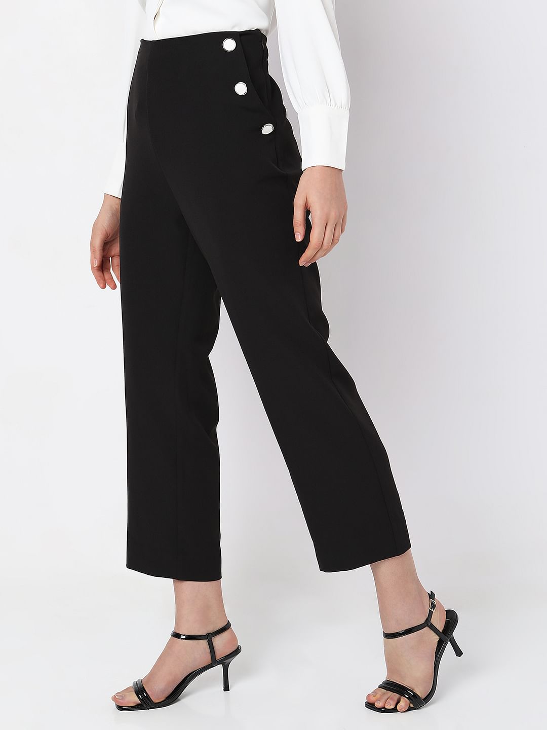 Black High Rise Straight Fit Co-Ord Set Pants