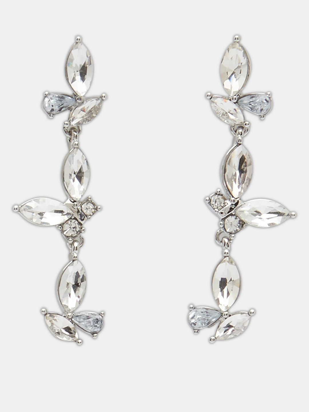 Silver Rhinestone Dangle Earrings