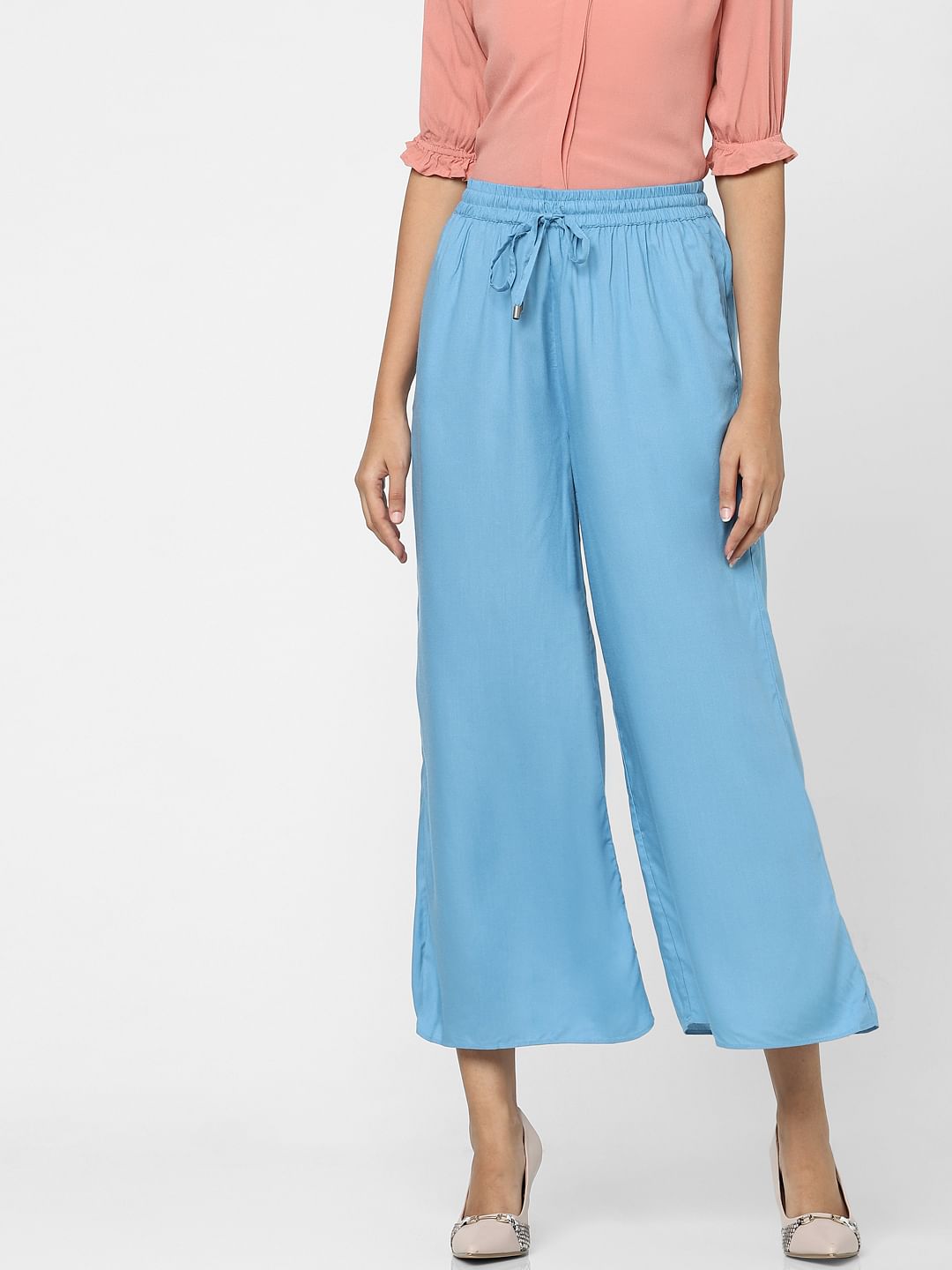 Blue High Rise Wide Leg Pants
