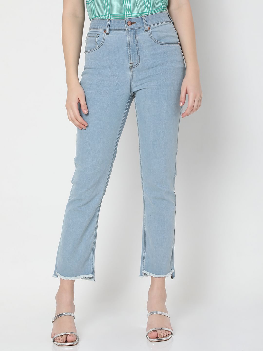 Light Blue High Rise Jade Straight Jeans