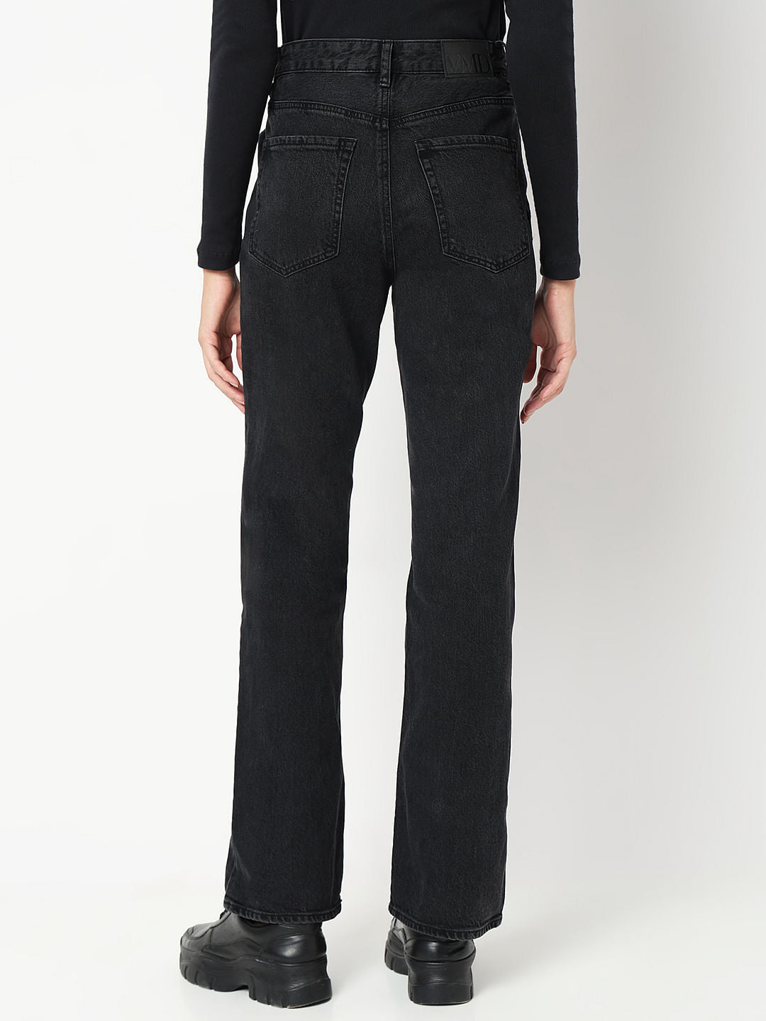 Black High Rise Straight Fit Jeans