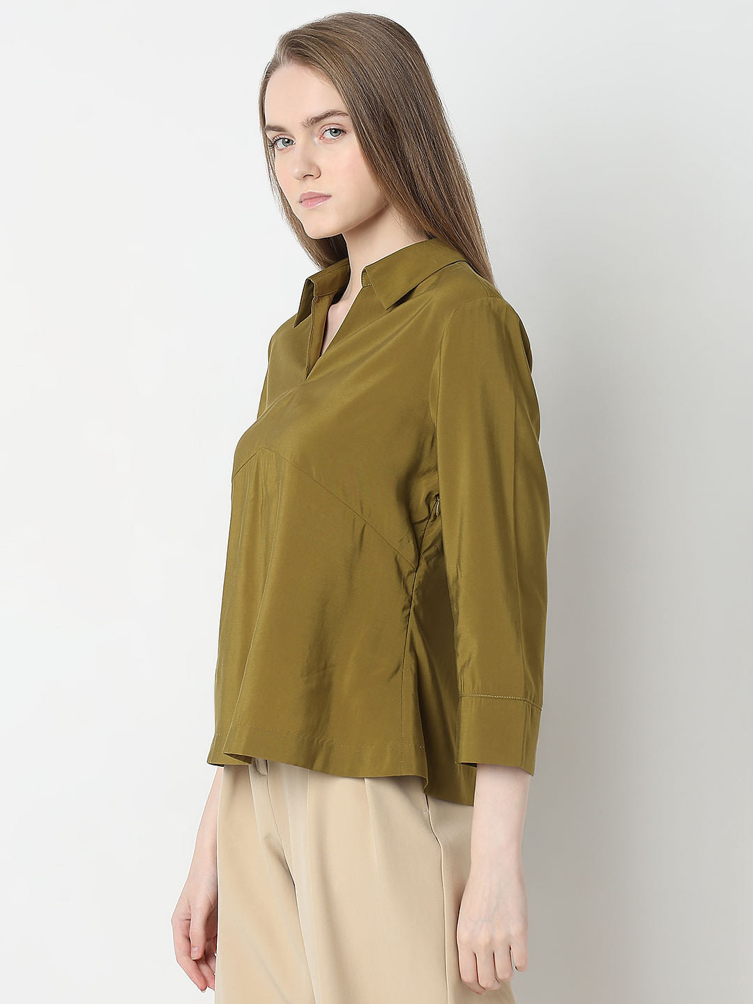Green V-Neck Shirt