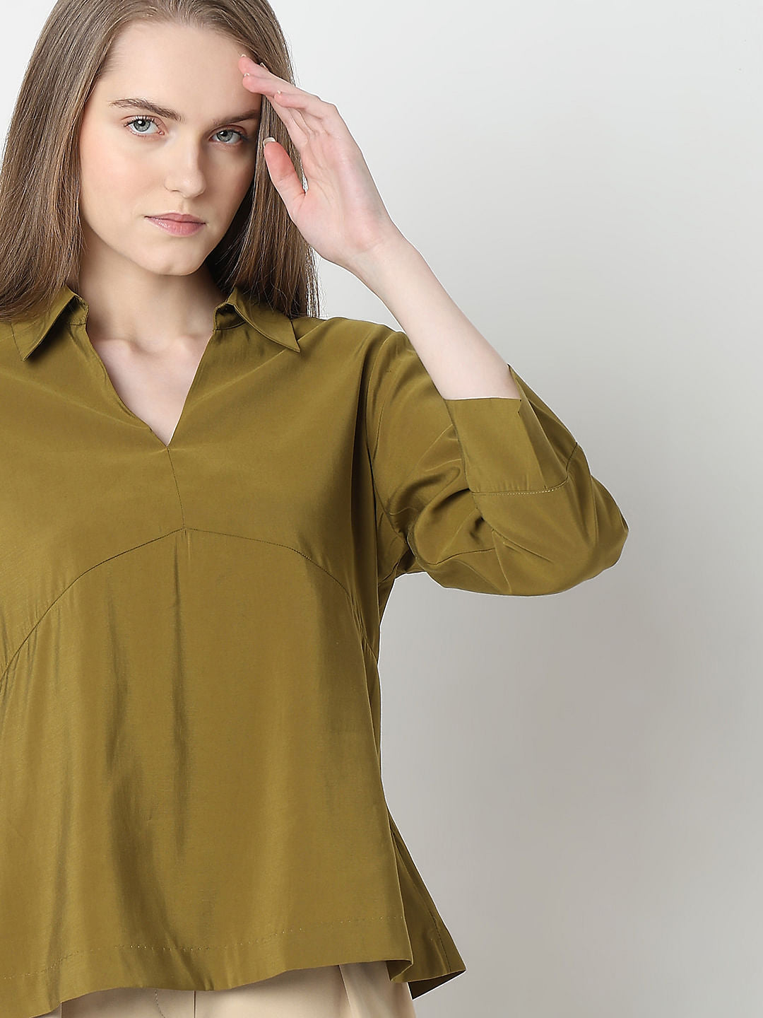 Green V-Neck Shirt
