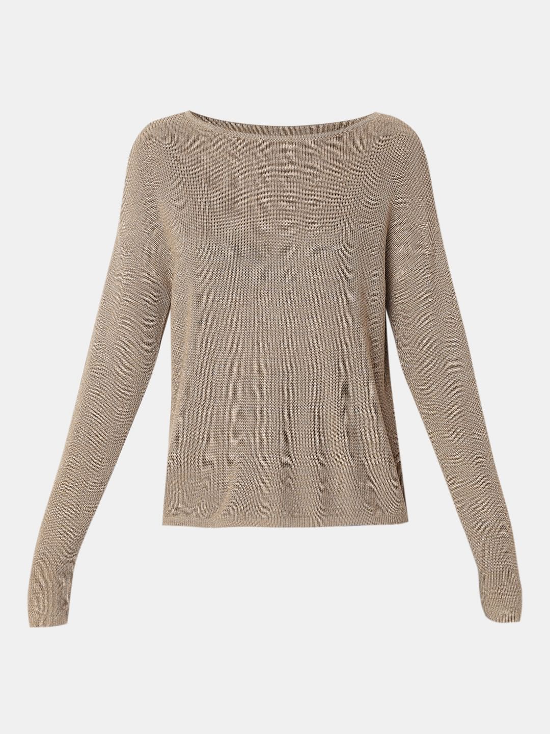 Beige Boatneck Pullover